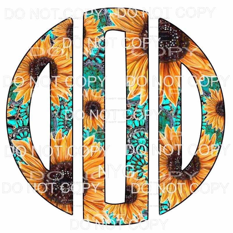 Sunflower Turquoise monogram letters put letters in notes 