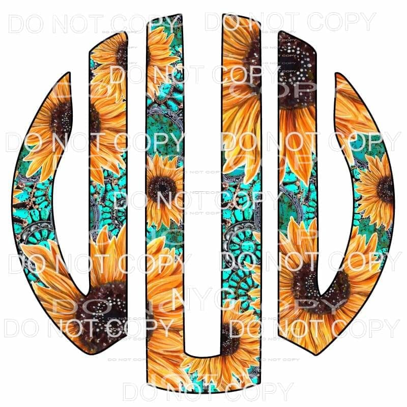 Sunflower Turquoise monogram letters put letters in notes 