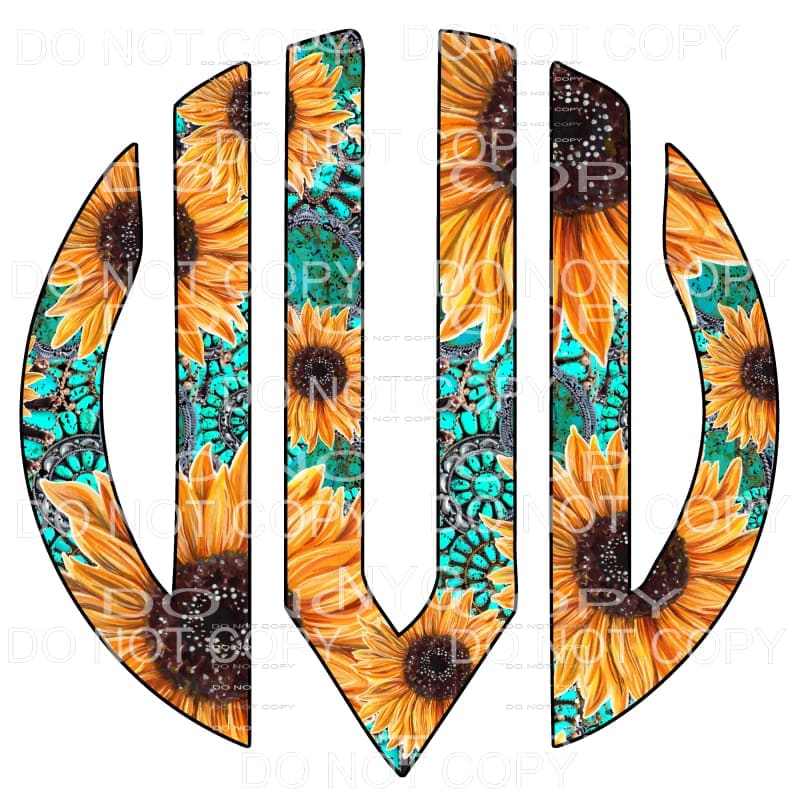 Sunflower Turquoise monogram letters put letters in notes 