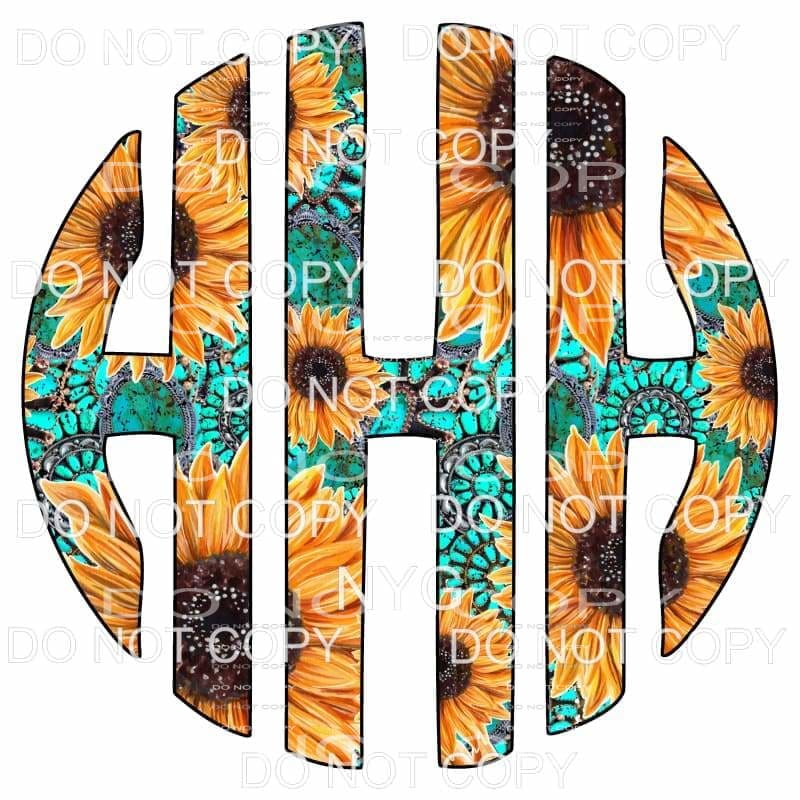 Sunflower Turquoise monogram letters put letters in notes 