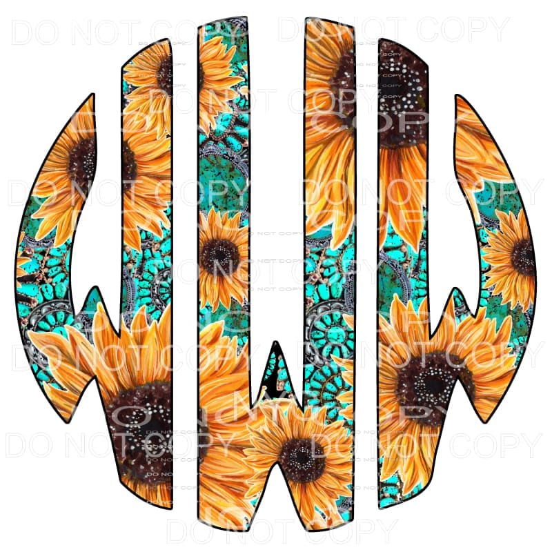 Sunflower Turquoise monogram letters put letters in notes 