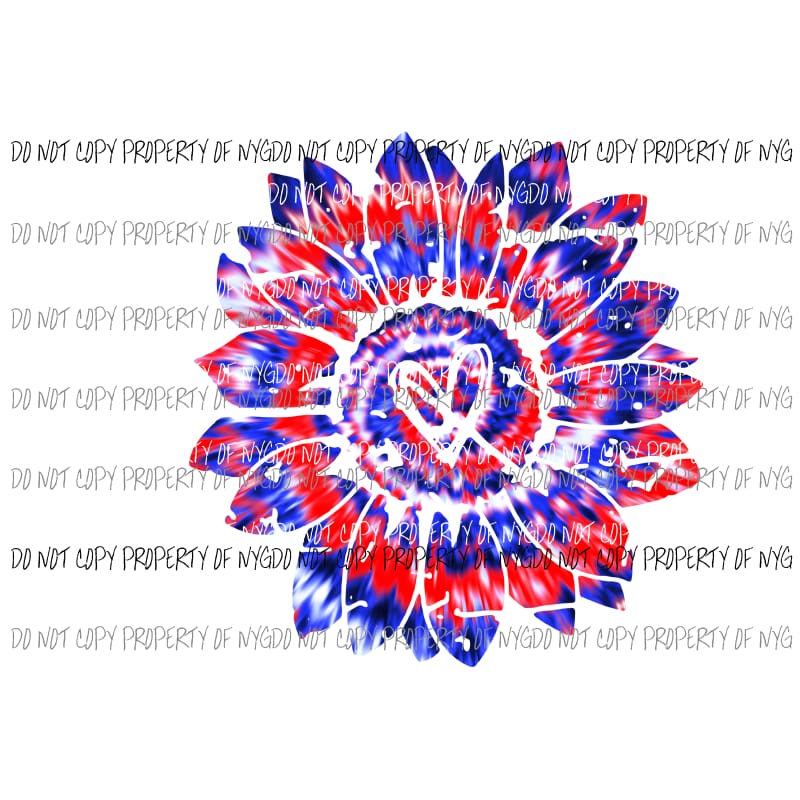 Sunflower with heart Tie Dye #2 Sublimation transfers Heat Transfer