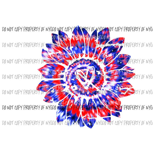 Sunflower with heart Tie Dye #2 Sublimation transfers Heat Transfer