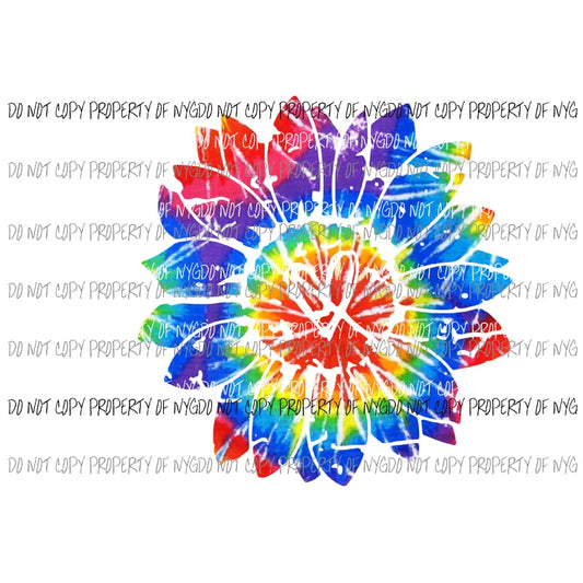 Sunflower with Heart Tie Dye #3 Sublimation transfers Heat Transfer