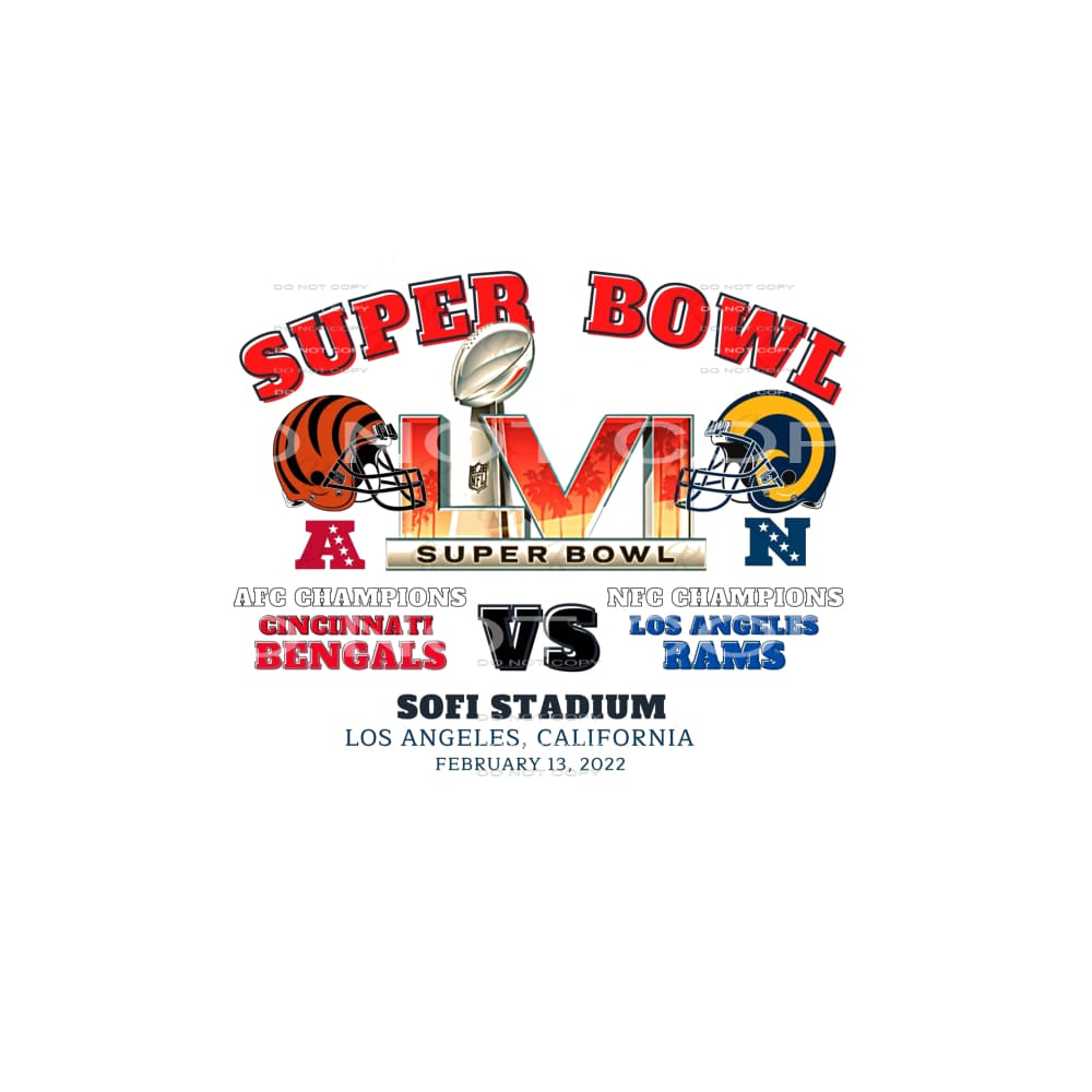 superbowl bengals rams 2022 # 0005 Sublimation transfers - 