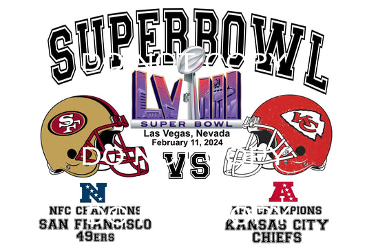 Superbowl chiefs 49ers 4 Sublimation transfers - Heat