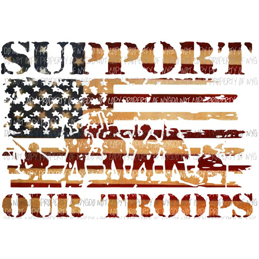 Support Our Troops #2 flag red blue Sublimation transfers Heat Transfer