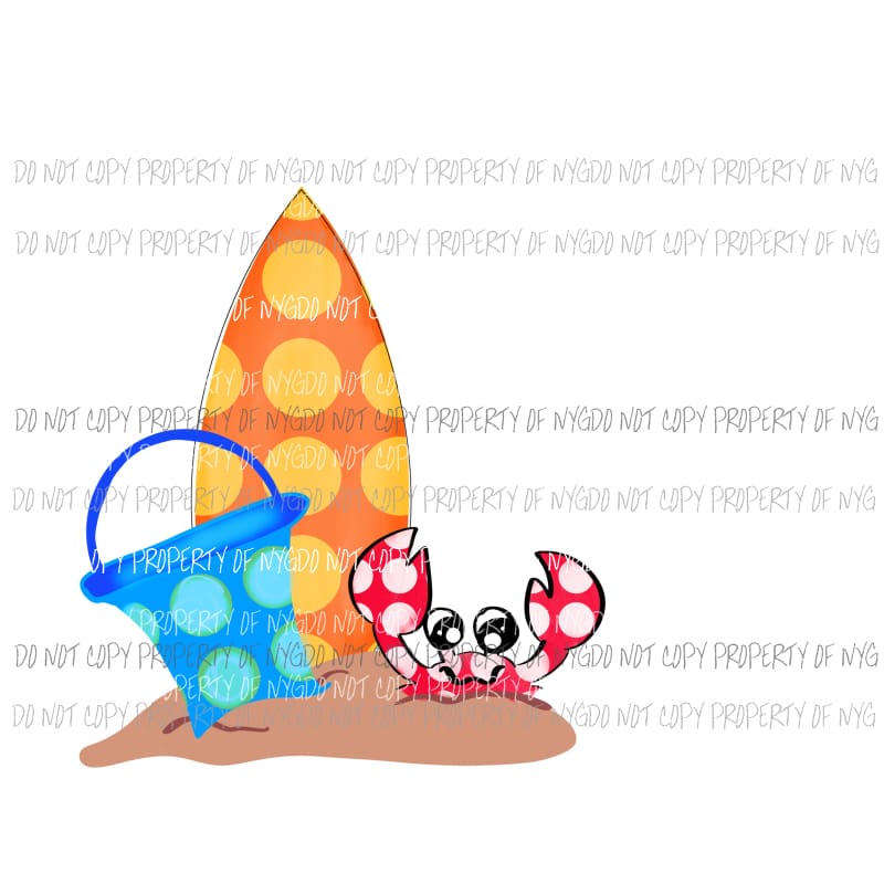 Surf Crab surf board sand pail Sublimation transfers Heat Transfer