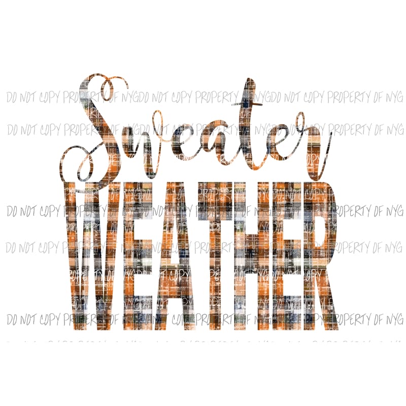 Sweater Weather Plaid Orange Sublimation transfers Heat Transfer
