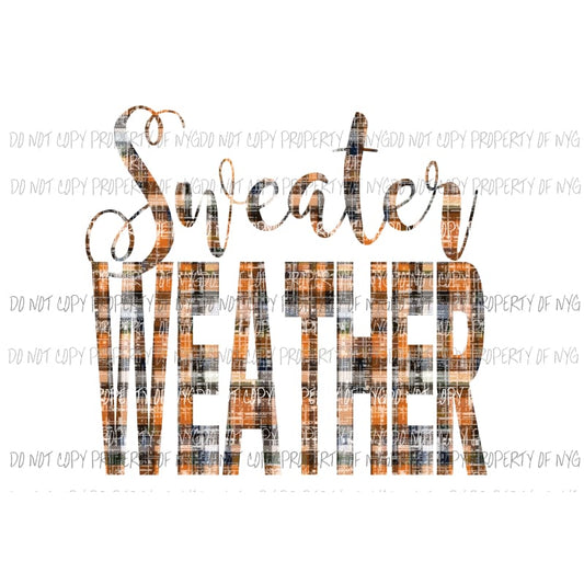 Sweater Weather Plaid Orange Sublimation transfers Heat Transfer