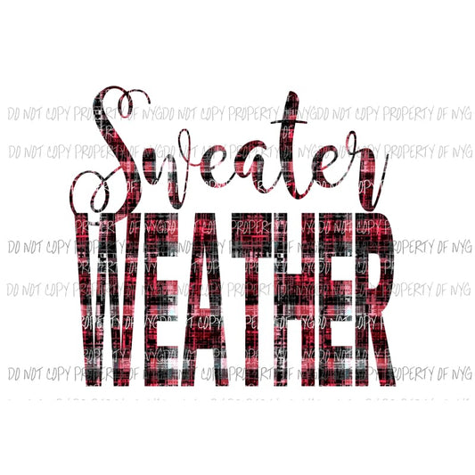 Sweater Weather Plaid Red and black Sublimation transfers Heat Transfer