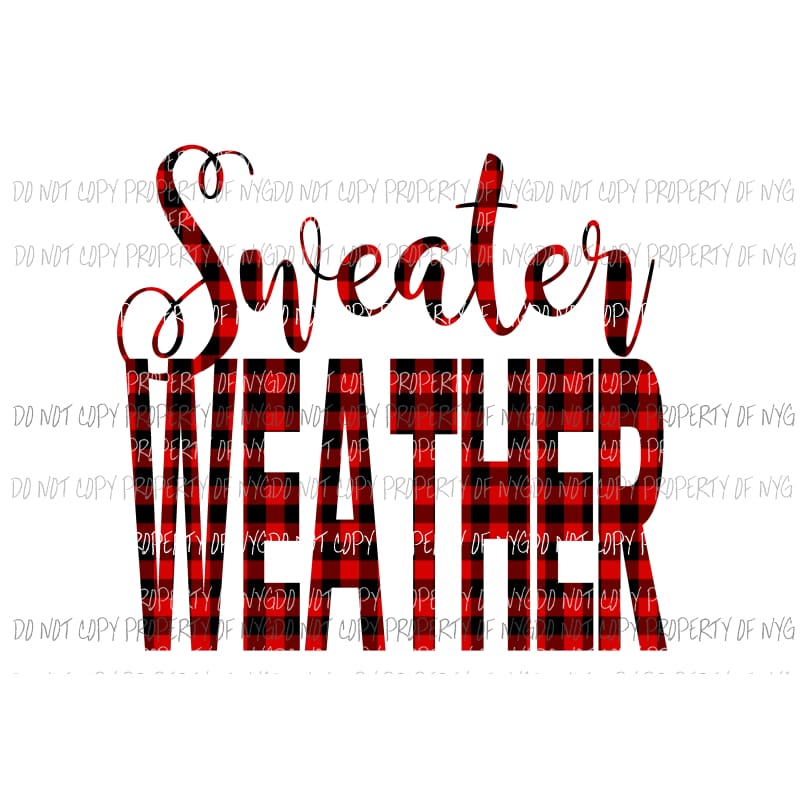 Sweater Weather Plaid Red Sublimation transfers Heat Transfer