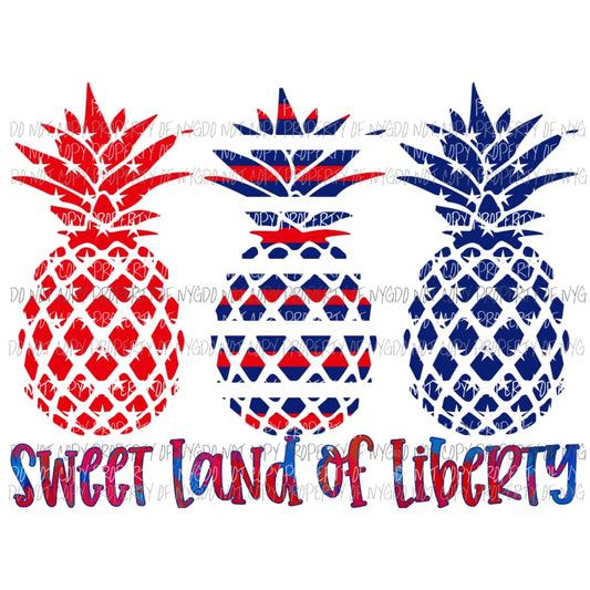 Sweet land of liberty pineapples Sublimation transfers Heat Transfer