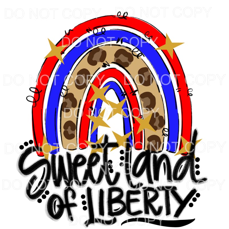 Sweet Land Of Liberty Rainbow Red Blue Leopard Sublimation 