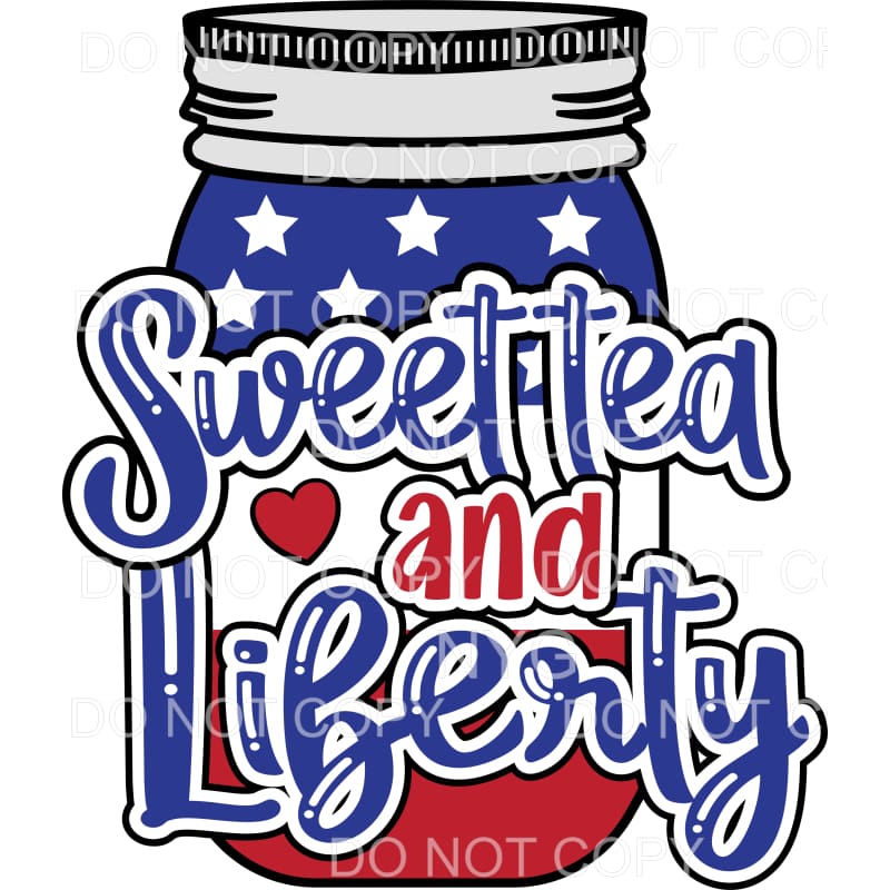 Sweet Tea And Liberty Mason Jar 4th of July USA America 