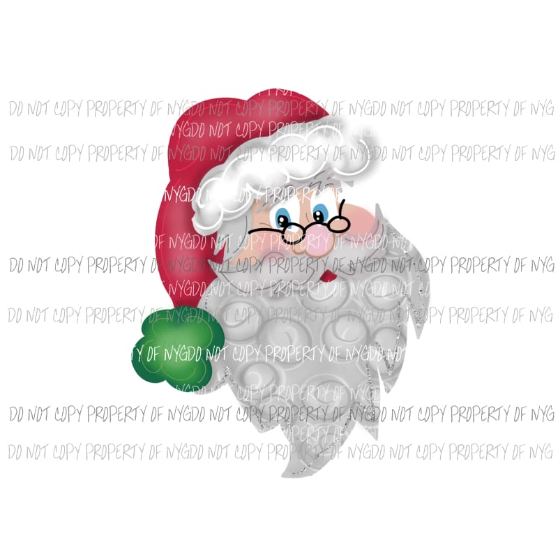 Swirly Santa beard red hat Christmas Sublimation transfers Heat Transfer