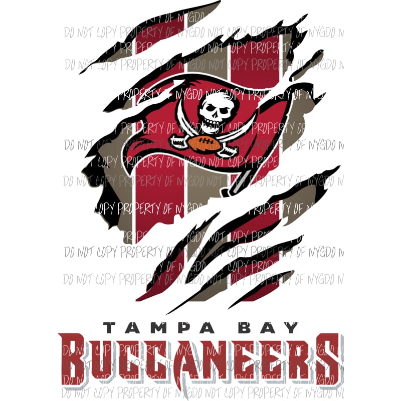 Tampa Bay Buccaneers ripped design Sublimation transfers Heat Transfer