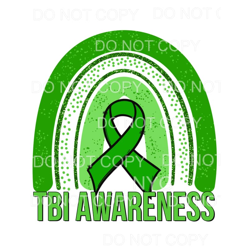 TBI Awareness Green Ribbon Rainbow Sublimation transfers - 