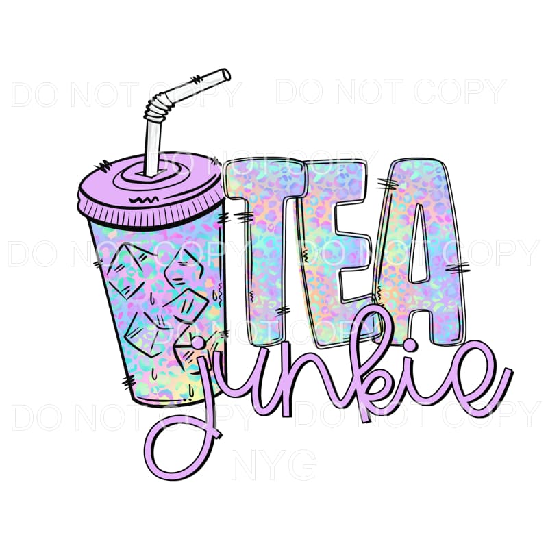 Tea Junkie Purple Tumbler Pastel Leopard Sublimation 