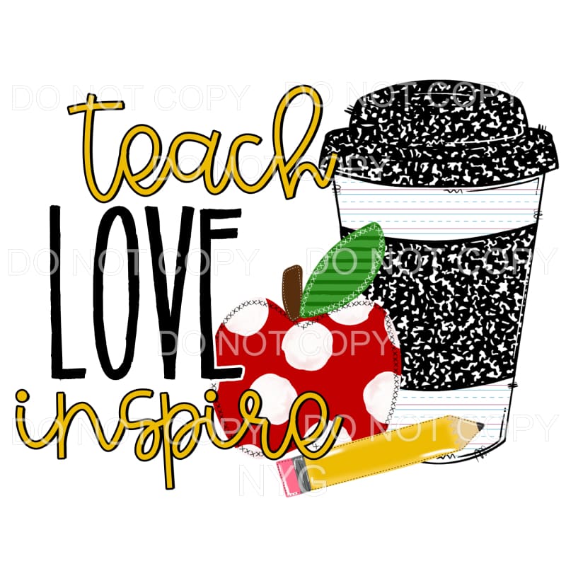 Teach Love Inspire Leopard Cup Apple Sublimation transfers -