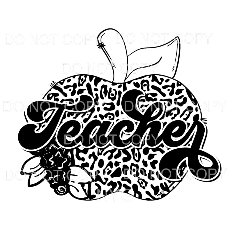 Teacher Leopard Apple Sublimation transfers - Heat Transfer