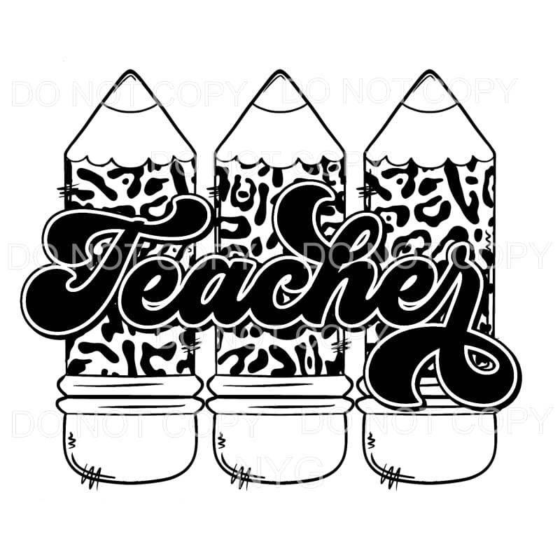 Teacher Leopard Pencils Sublimation transfers - Heat 