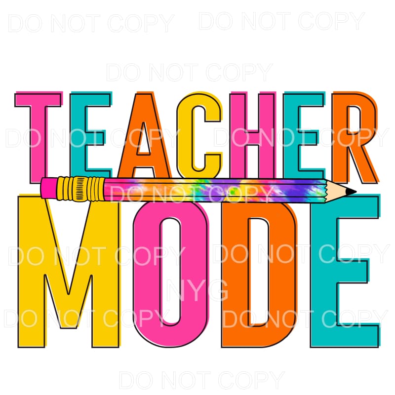 Teacher Mode Bright Colors Tie Dye Pencil #663 Sublimation 