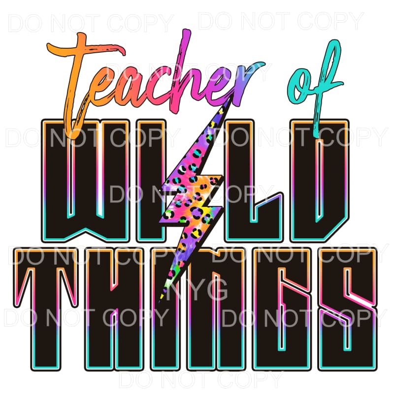 Teacher Of Wild Things Tie Dye Lightning Bolt #665 