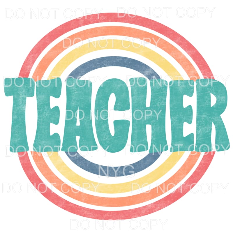 Teacher Retro Rainbow Sublimation transfers - Heat Transfer