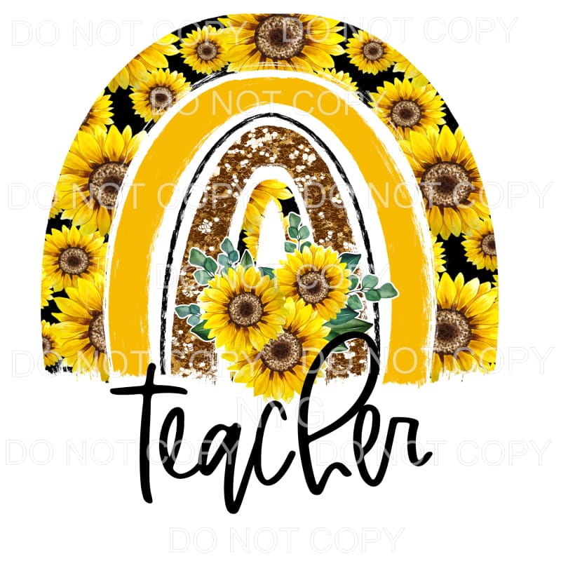 Teacher Yellow Sunflower Rainbow Gold Glitter #691 