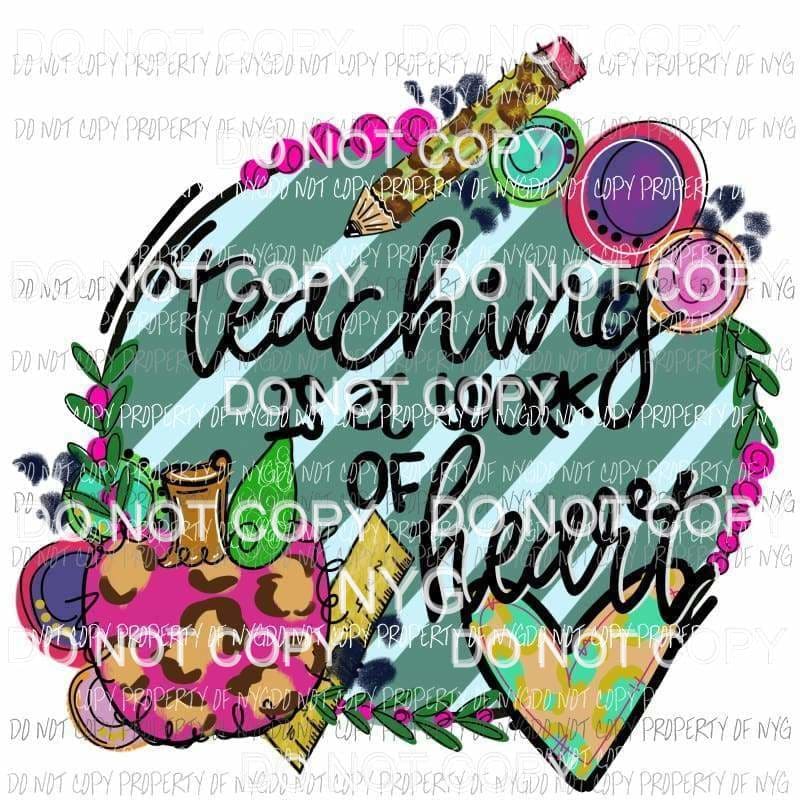 Teaching Is A Work of Heart colorful pencil leopard pumpkin ruler Sublimation transfers Heat Transfer
