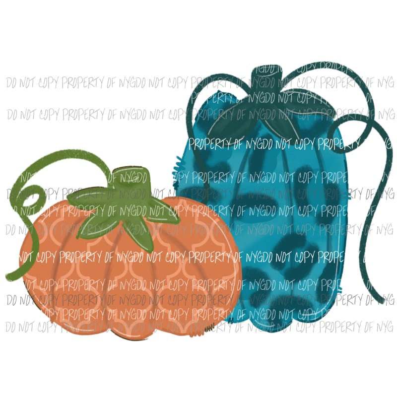 Teal and orange pumpkins Sublimation transfers Heat Transfer