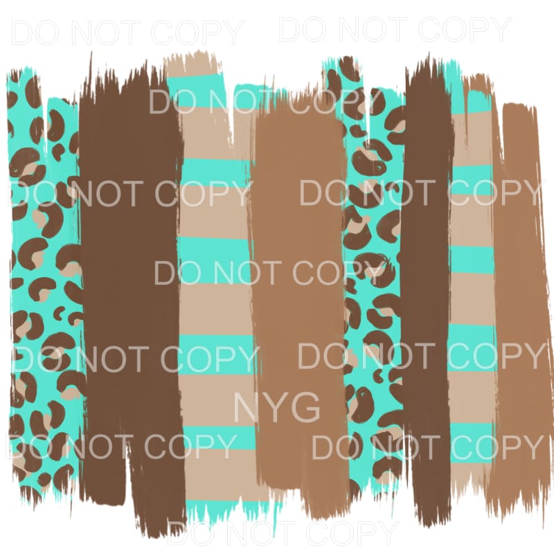 Teal Brown Leopard Brushstrokes Sheet Sublimation transfers 