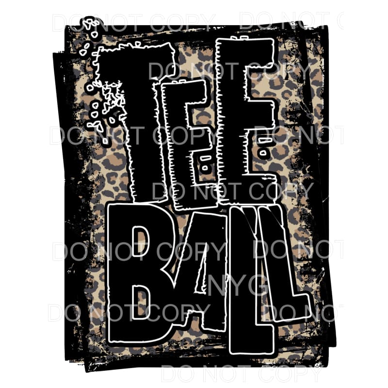 Tee Ball Brown Leopard Double Framed Sublimation transfers -