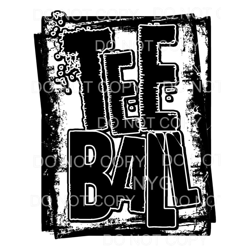 Tee Ball Distressed Double Framed Sublimation transfers - 