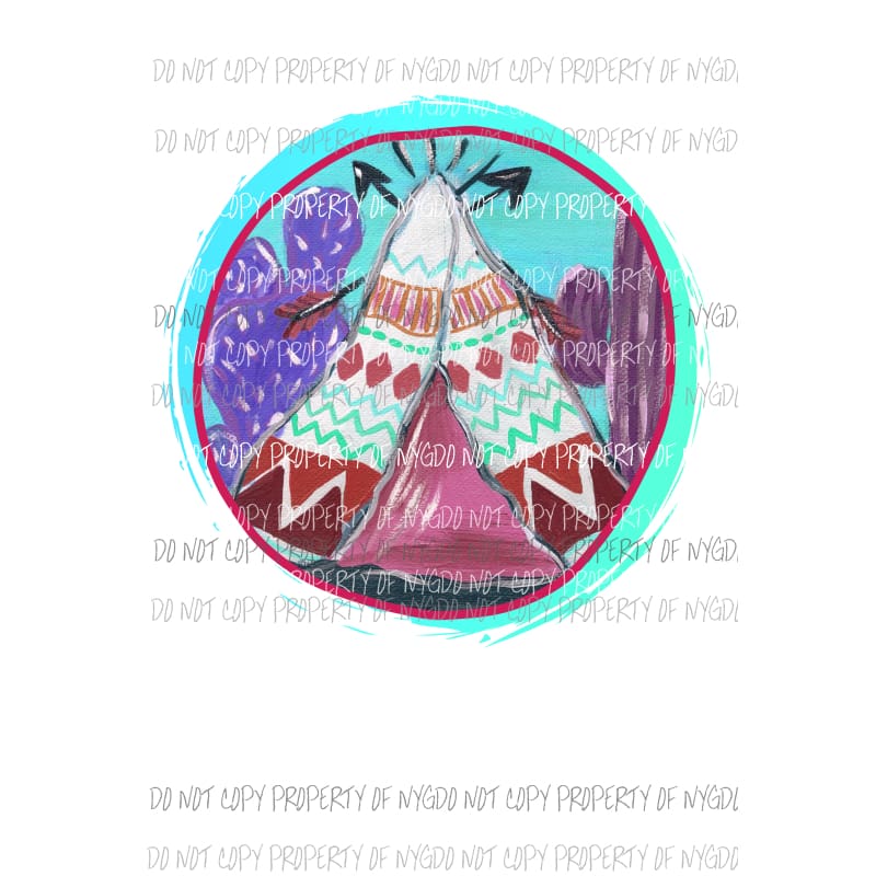 Tee Pee #3 circle cactus Sublimation transfers Heat Transfer