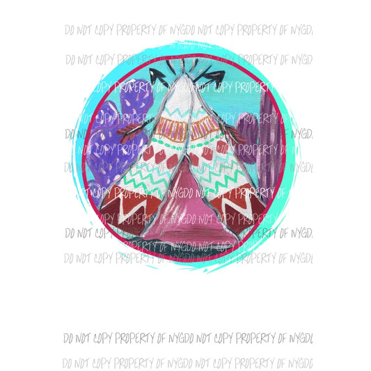 Tee Pee #3 circle cactus Sublimation transfers Heat Transfer