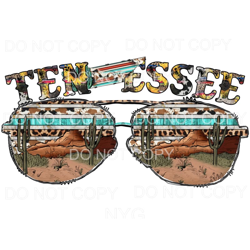 Tennessee Serape Cowhide Letters Turquoise Leopard Desert 