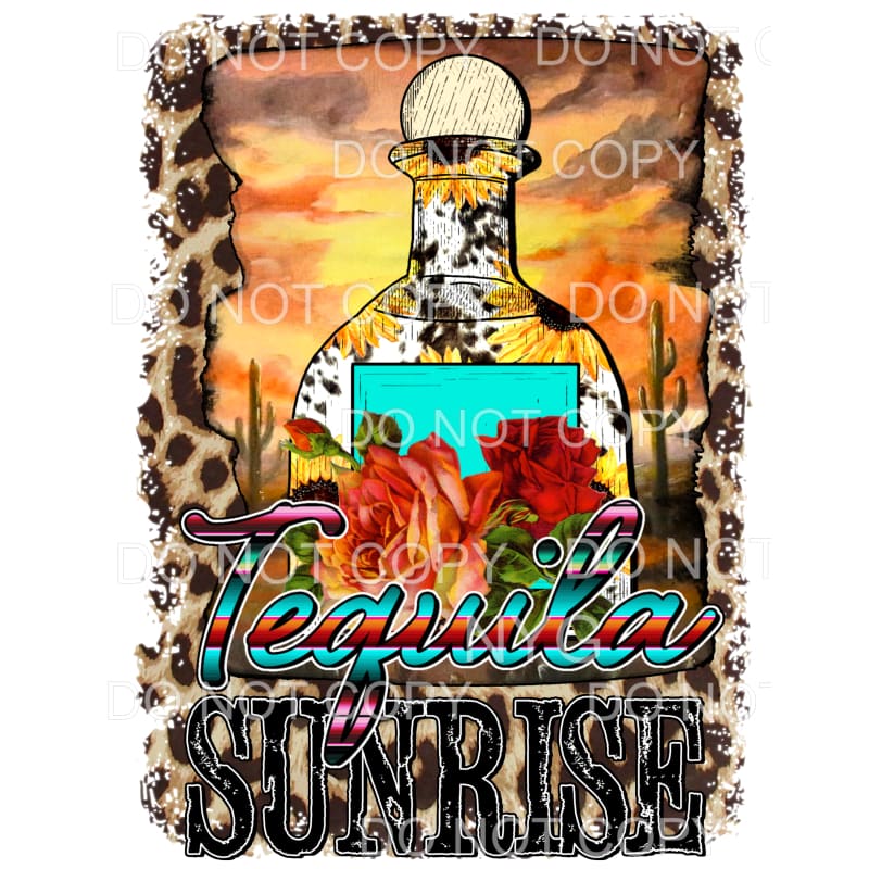 Tequila Sunrise Serape Sunflower Bottle Flowers Leopard 