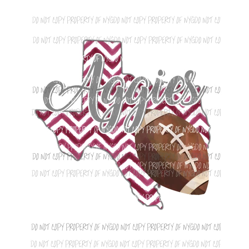 Texas A&M Auggies football chevron state Sublimation transfers Heat Transfer