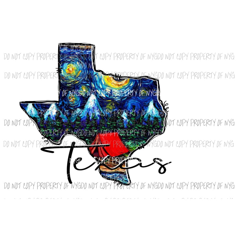 Texas camping # 2 Sublimation transfers Heat Transfer