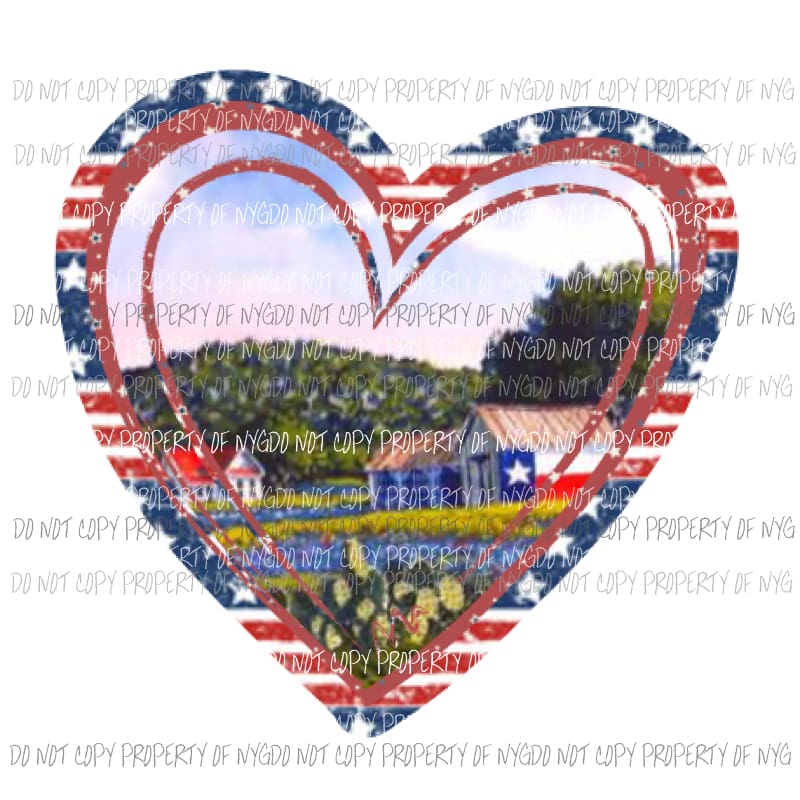 Texas heart flag barn Sublimation transfers USA America Heat Transfer