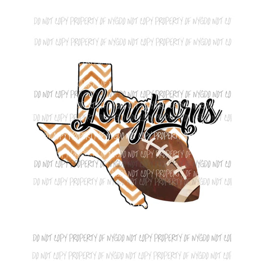 Texas Longhorns football chevron state Sublimation transfers Heat Transfer