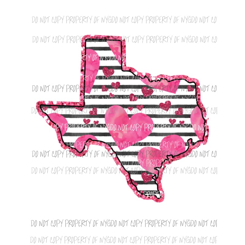 Texas pink hearts black stripes Sublimation transfers Heat Transfer