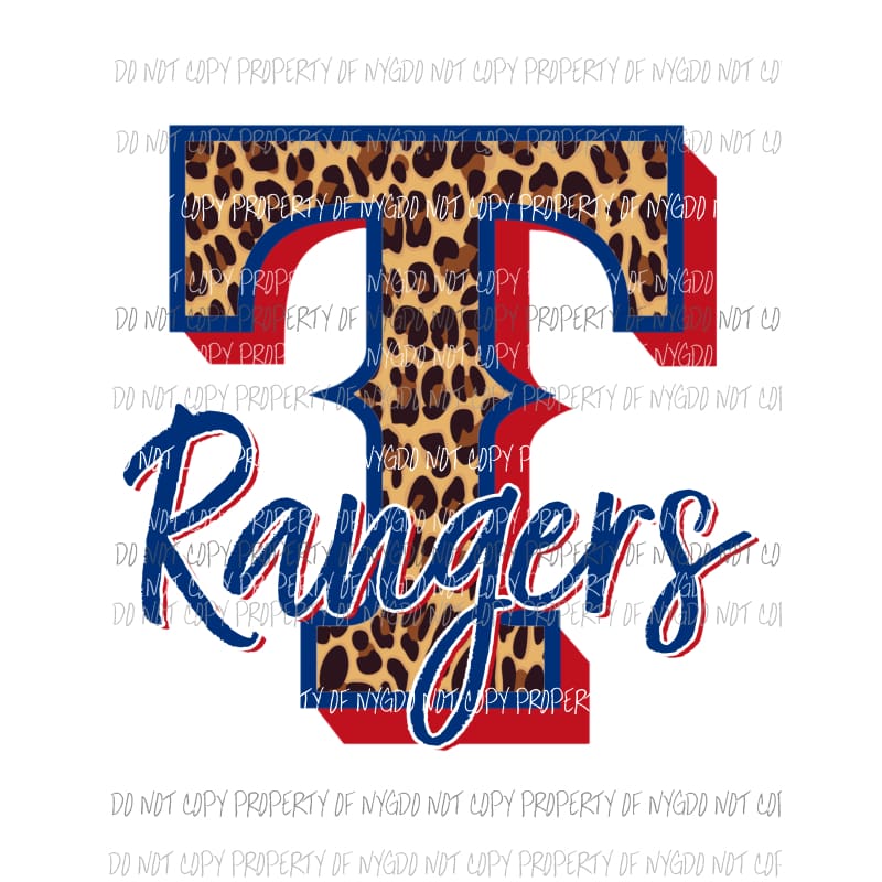 Texas Rangers leopard Sublimation transfers Heat Transfer