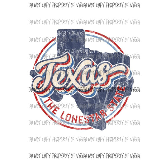 TEXAS state Retro Circle Sublimation transfers Heat Transfer