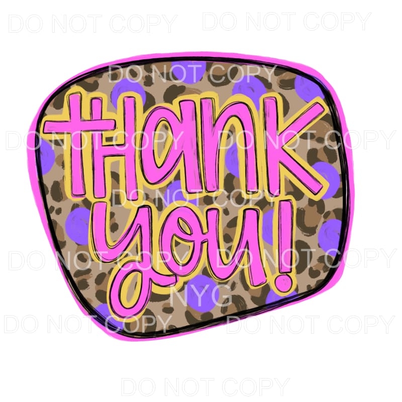 Thank You Hot Pink Leopard Sublimation transfers - Heat 