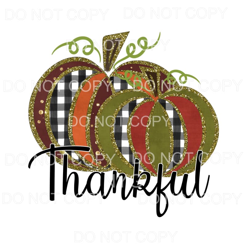 Thankful Pumpkins Fall Colors Plaid Green Glitter #1462 