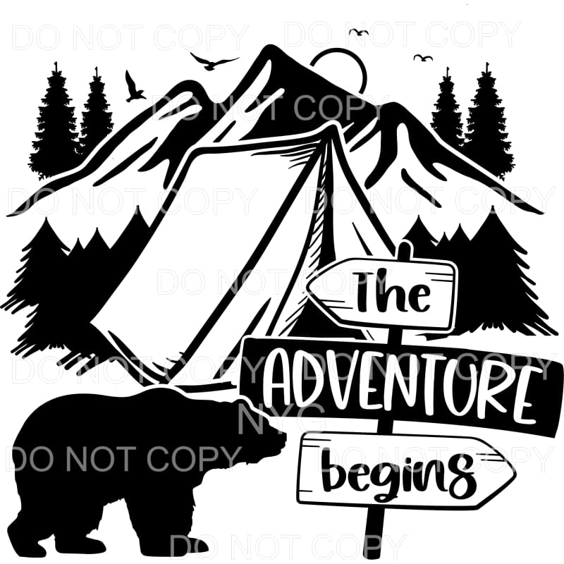 The Adventure Begins Tent Bear Sublimation transfers - Heat 