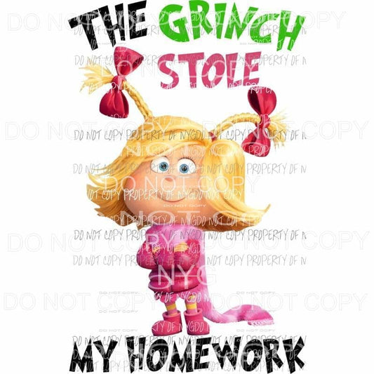 The Grinch Stole My Homework Cindy Lou Sublimation transfers Heat Transfer